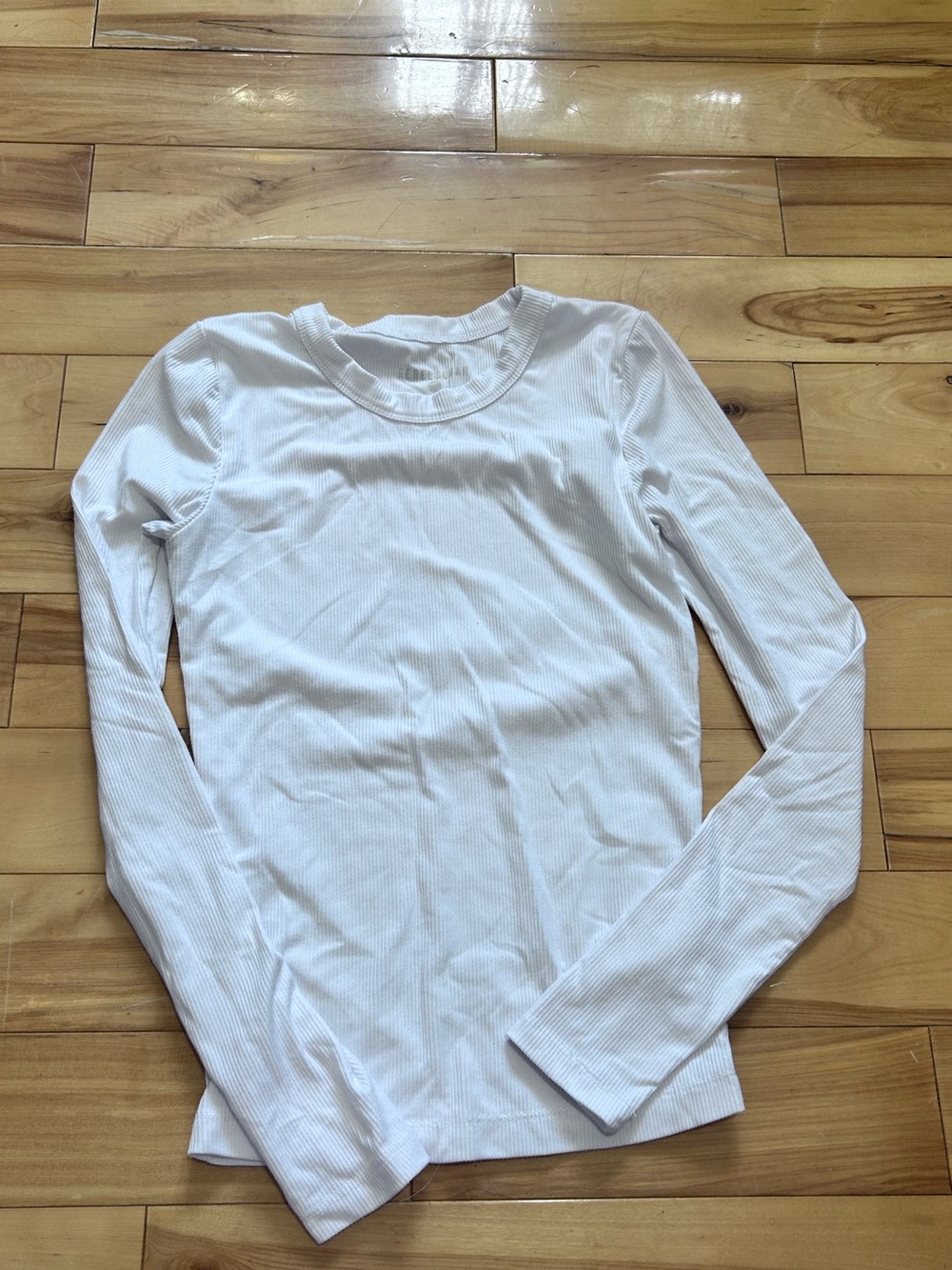 Rebel Sugar White Ribbed Long-Sleeve Crewneck Top